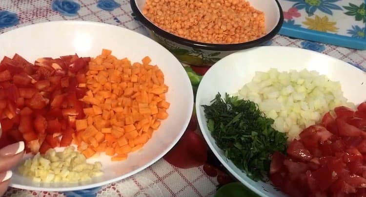 finely chop all the necessary vegetables.