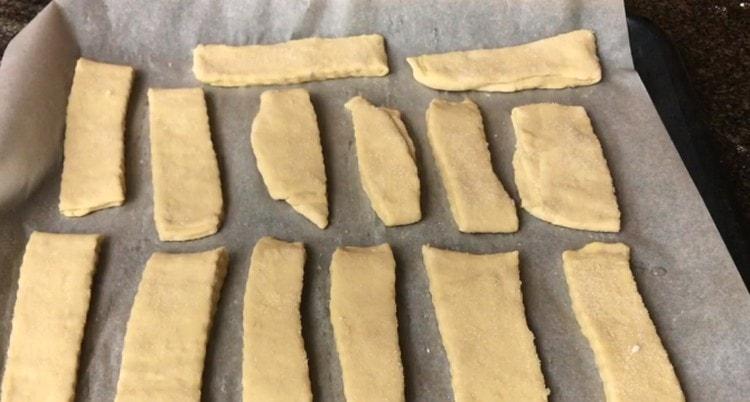 Put cookies on a baking sheet.