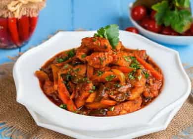 Tasty recipe for turkey basics in a frying pan at home