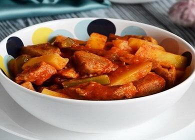 Pork azu according to a step by step recipe with photo