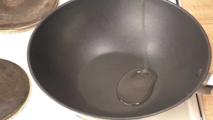 To cook beef stroganoff, heat the pan