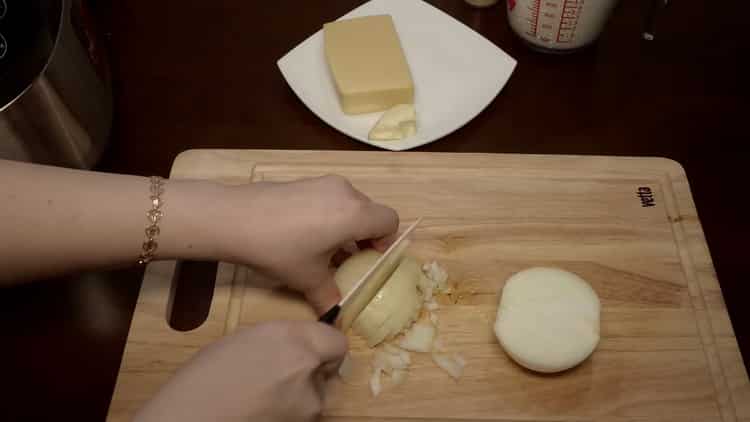 To cook broccoli, chop onion