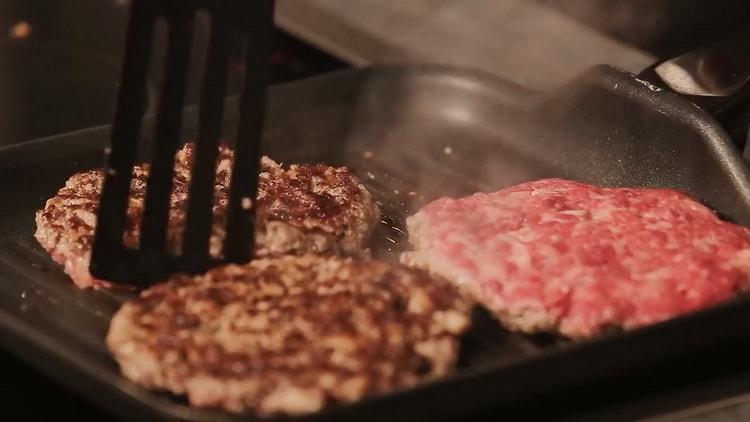 To make a burger, fry cutlets