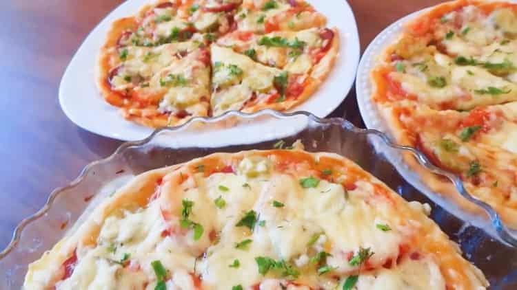 Fast pizza dough without yeast, milk, kefir and sour cream - in just 2 minutes