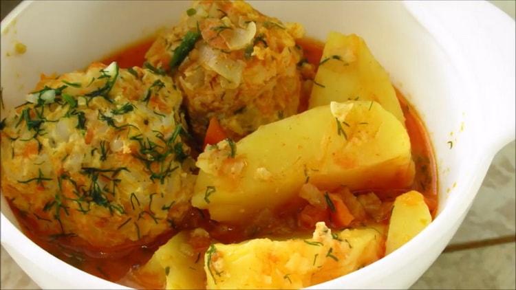 Garnish for meatballs: a step by step recipe with photos