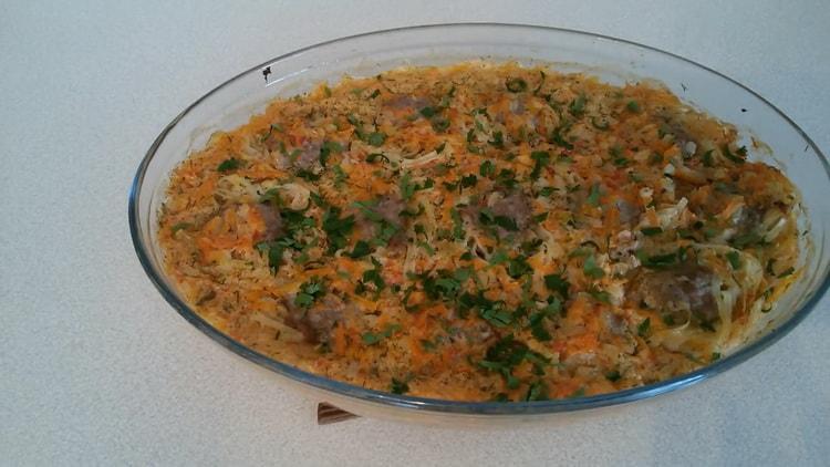 Oven noodles with minced meat in the oven according to a step by step recipe with photo