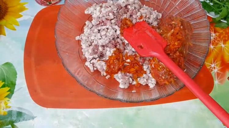 To prepare stuffed cabbage prepare minced meat