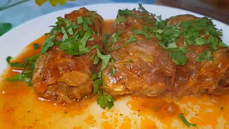 Stuffed cabbage from Beijing cabbage in the oven according to a step by step recipe with photo