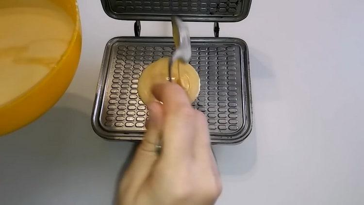 To make homemade waffles, put the dough on a waffle iron