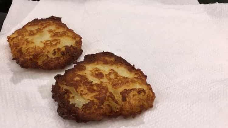 Remove excess fat to make potato pancakes