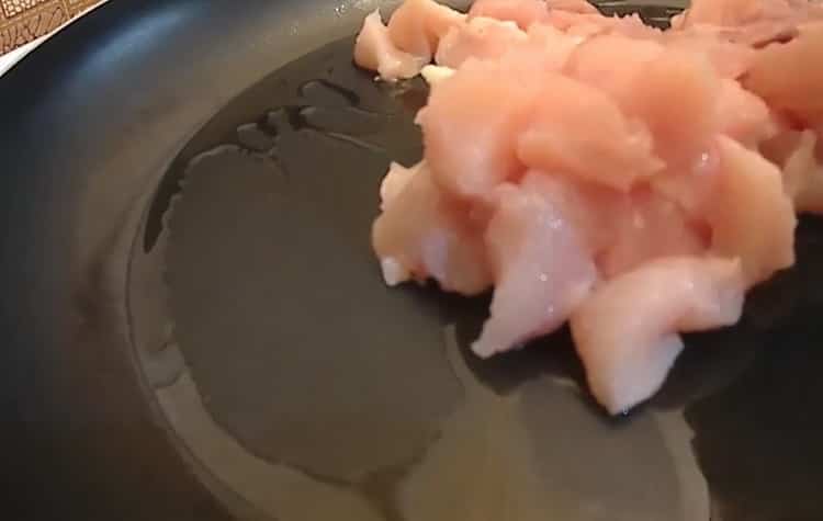 Chop chicken to make julienne