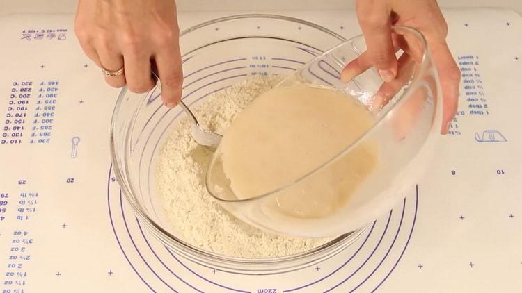 Mix the ingredients to make the dough.