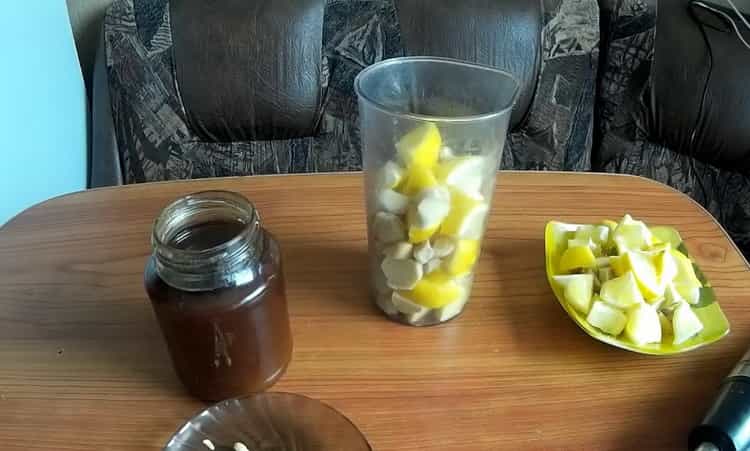 To prepare the mixture, chop the lemon