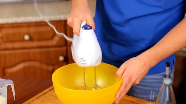 To make a pudding, beat the eggs.