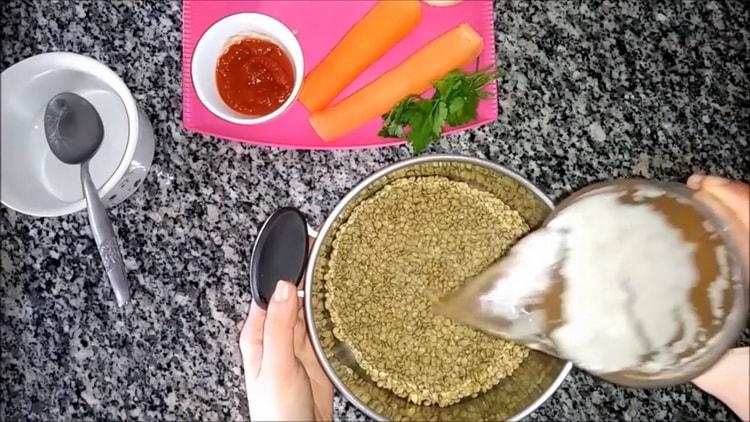 To prepare lentils, prepare the ingredients