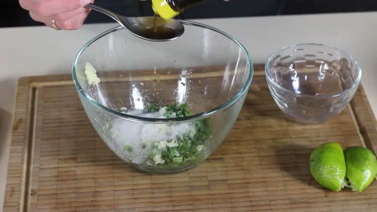 Mix the ingredients for squid