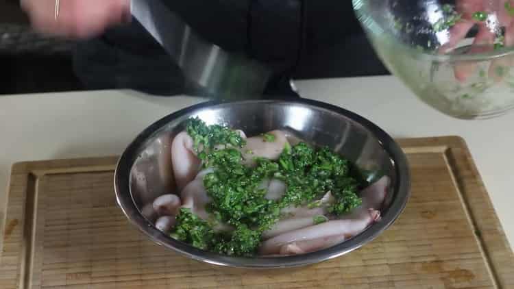 To make squid, prepare a dressing