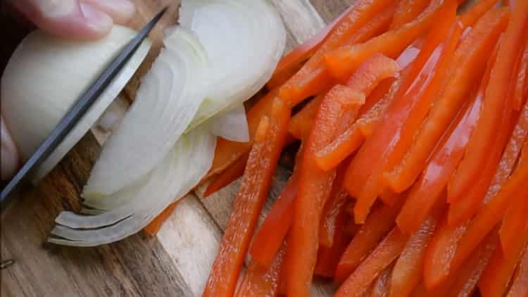 To cook the noodles, chop the pepper