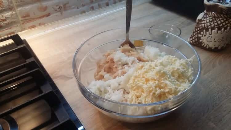 To cook meatballs, grate cheese