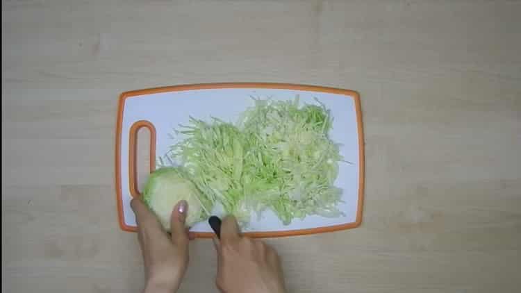 To make lasagna, chop cabbage