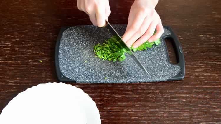 To make red bean lobio in Georgian, cut greens
