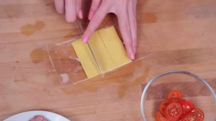To make burgers, chop the cheese