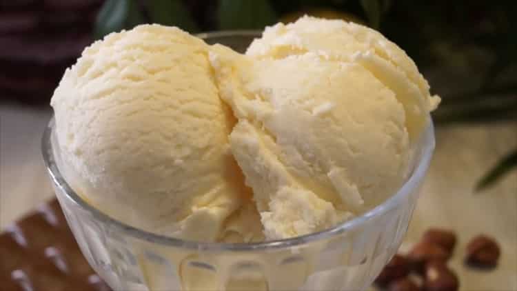 Cream and condensed ice cream according to a step by step recipe with photo