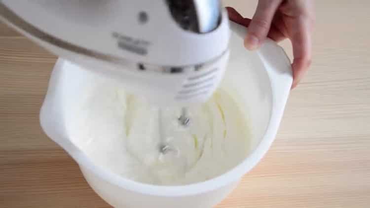 Whip the cream to make a cake