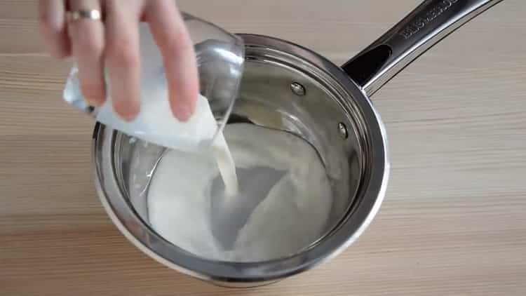 Heat the milk to make a cake