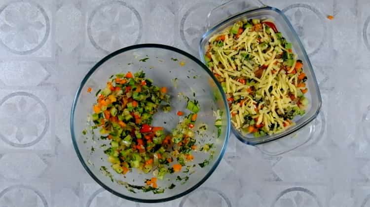 To make vegetable lasagna, grate cheese