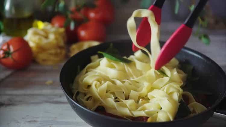 To mix pasta with cheese, mix the ingredients