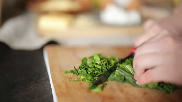 To make a pie, chop the spinach
