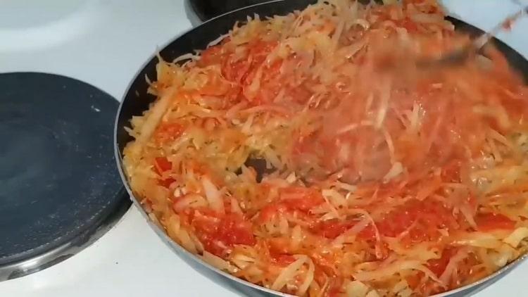 To make cabbage pies, add tomato paste