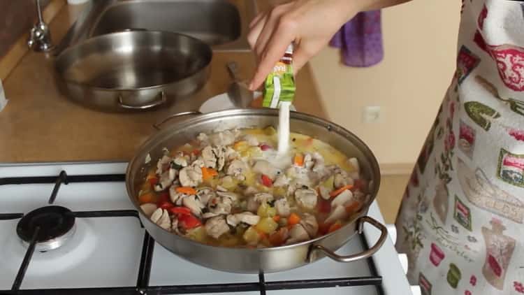 Add cream to make gravy