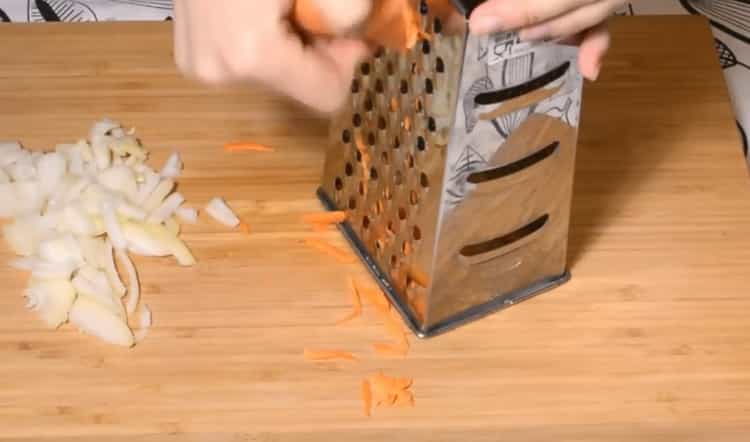 To prepare cabbage rolls, grate carrots