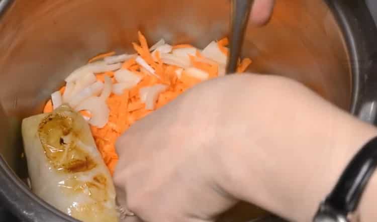 To make cabbage rolls, prepare a pot