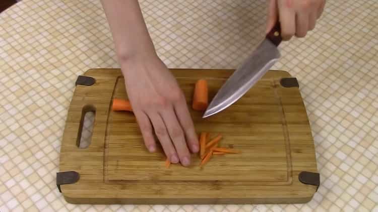 To cook rice noodles chop carrots