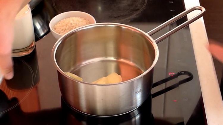 Cooking recipe rice pudding in the oven