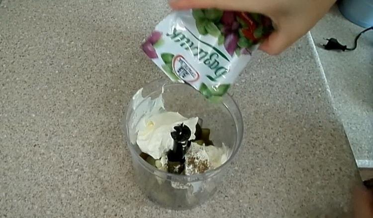 To make dressing, add basil