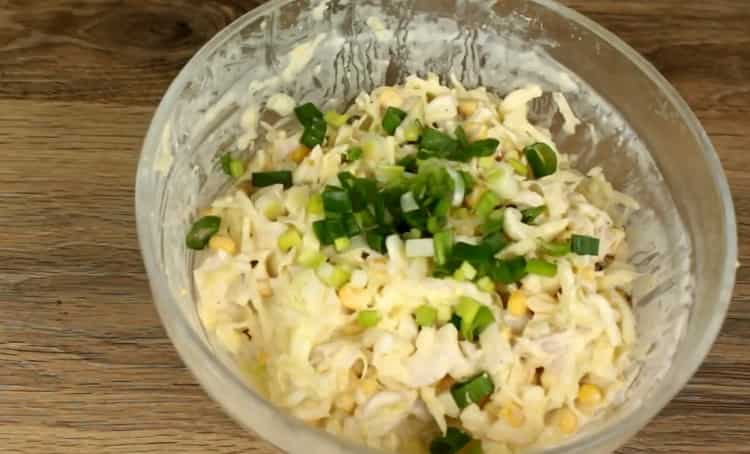 For squid, chop green onions