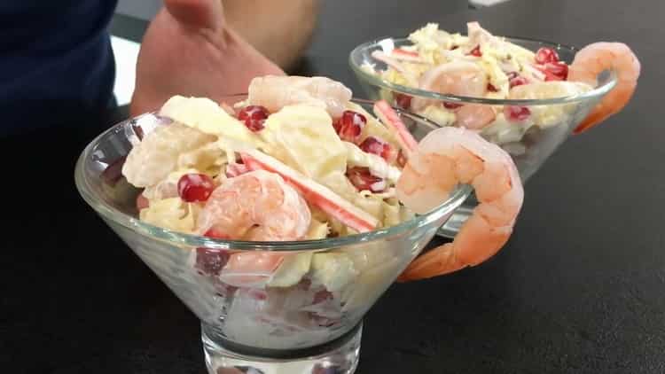 Shrimp and pineapple salad step by step recipe with photo