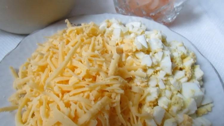 Super salad with shrimp and crab sticks