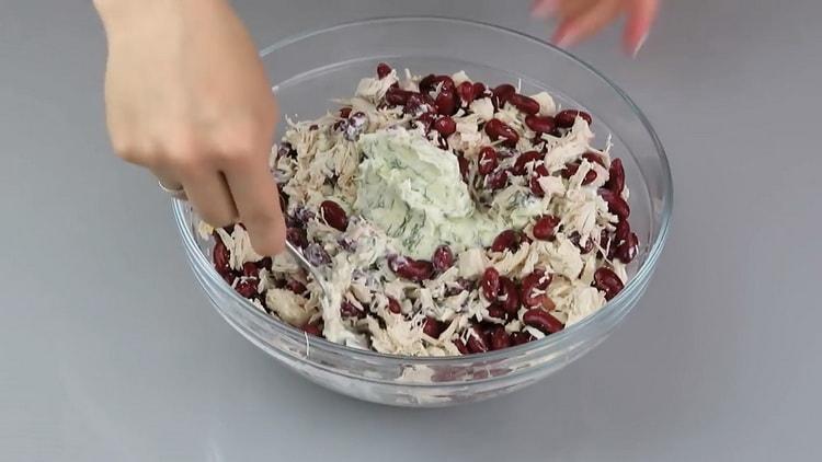 Add mayonnaise to make a salad