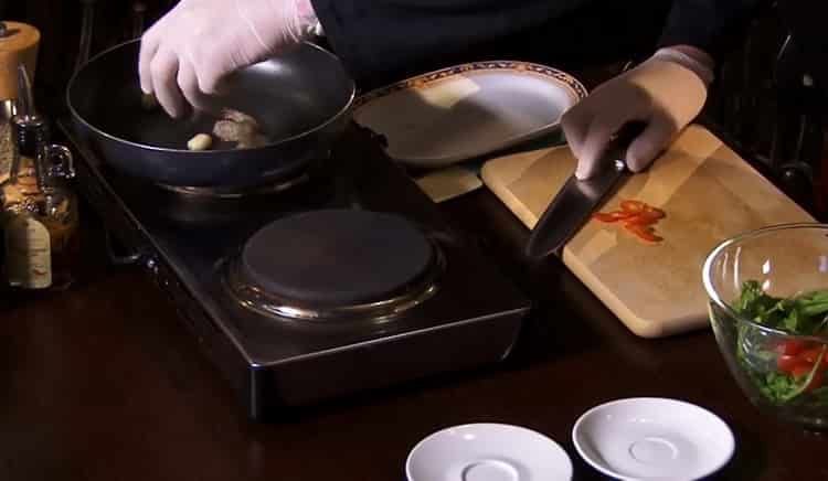 To make a salad, chop the ingredients