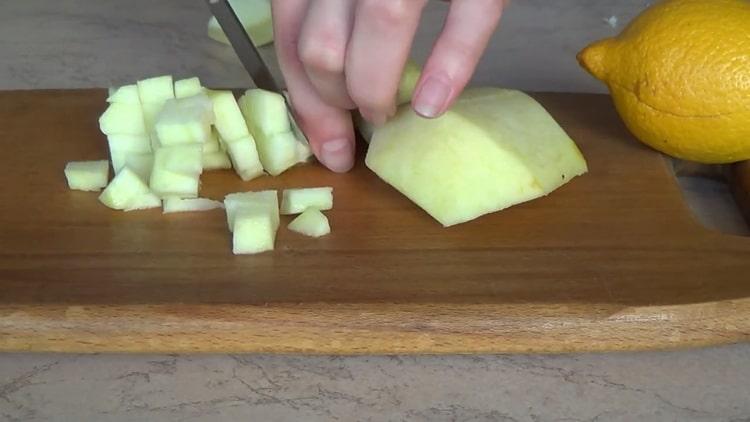 To make a salad, chop an apple