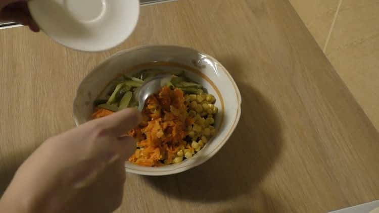 To make a salad, chop the cucumbers