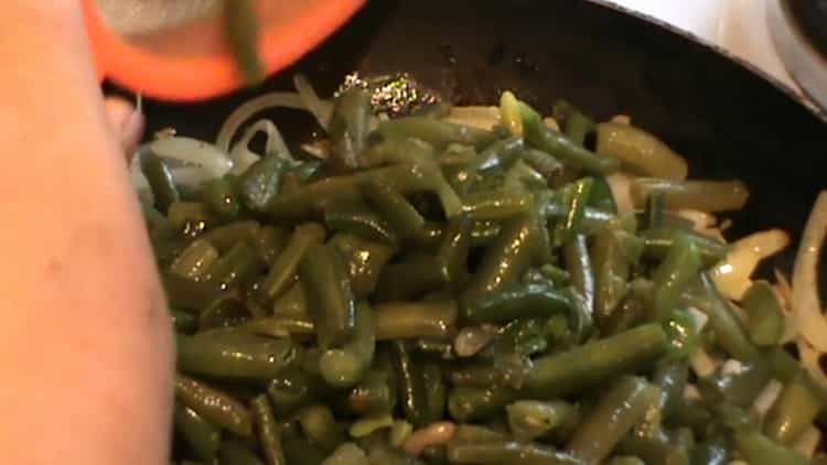 Mix the ingredients to make a salad.