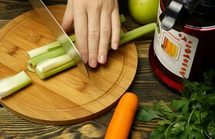 To make juice, chop celery