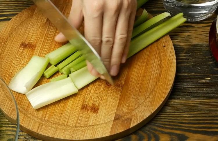 To make juice, chop celery