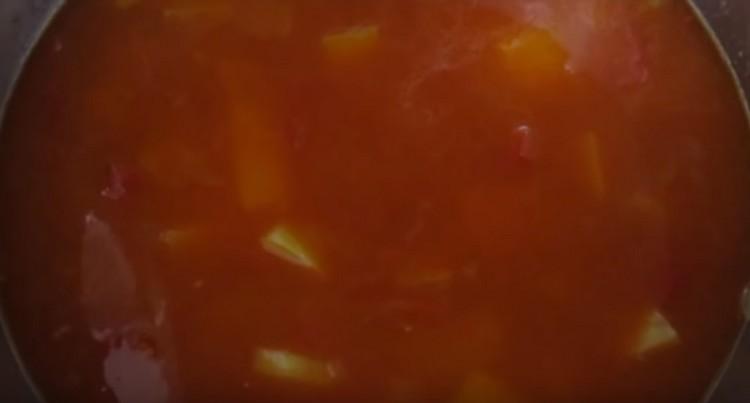 Next, spread the lentils and add water.